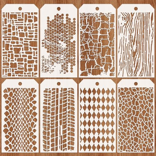 JSRQT 8 Stück Schichtung Schablonen zum Malen,Ziegel Zeichnung Malschablonen zum Bemalen,Vorlagen Punkt Malerei für Holz 4.7 x 9.45”