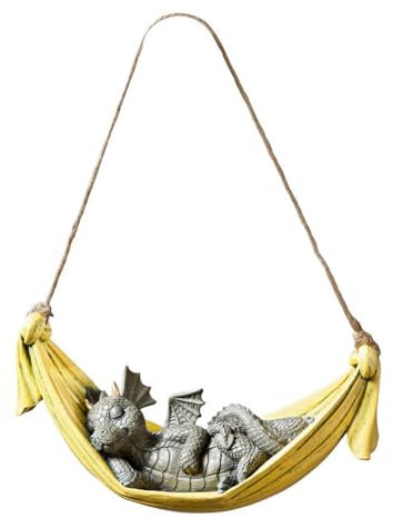 Pojedehy Bed Dinosaur Ornaments Pendant Garden Resin Decoration Garden Interior Decoration (Yellow)