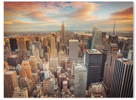 YYHMKBYY New York City mit Empire State Building und Skyline von Manhattan im Sonnenuntergang，DIY 5D Diamond Painting Set Full Diamond Round Diamond Dekorative Malerei Einfache Modern（40x50cm）-B13