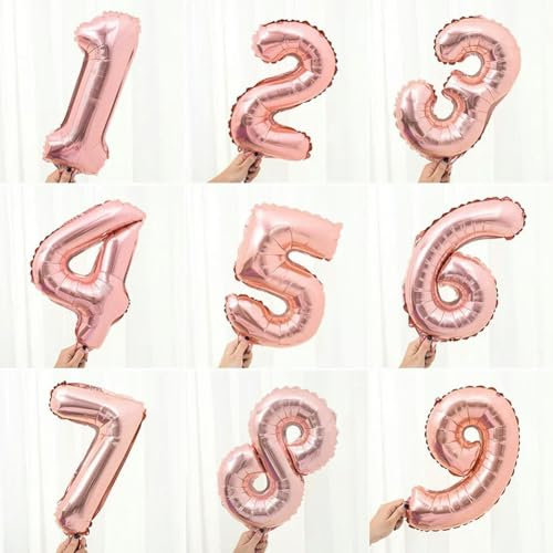 40 cm, piccolo numero di palloncini, palloncini, elio, pellicola in alluminio, decorazione per feste, palloncini, oro rosa 2,40 cm