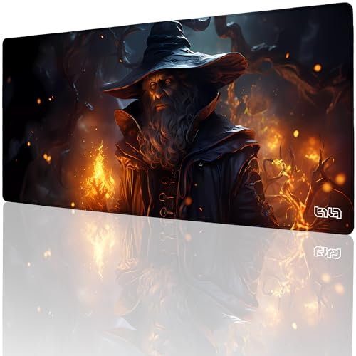 Tilt Schreibtischunterlage 90x40 cm Gaming Mauspad XXL | Rutschfester Mousepad Groß für Schreibtisch und PC Gadgets | Wasserdichter Desk Mat (Fiery Mage)