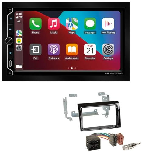 ESX VMX700DAB 2-DIN Autoradio kompatibel mit Wireless Apple CarPlay Android Auto Bluetooth DAB+ passend für FIAT Ducato ab 2006 Klavierlack schwarz