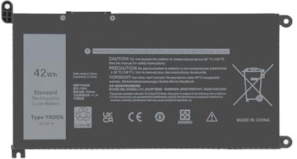 Exmate YRDD6 Batterie pour Dell Inspiron 3480 3481 3482 3490 3493 3590 3593 3595 3580 3581 3582 3583 3584 3585 3780 3781 3782 3785 3790 3793 5481 5485 5488 5491 5493 5590 5591 5593 5594 (11.4V/42Wh)