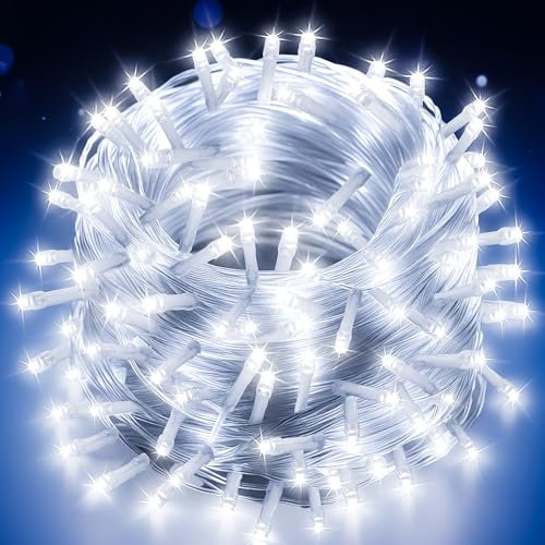 Uping Luces Navidad Exterior Luces Arbol Navidad Interior 500 LED 50M Guirnalda Luces Navidad Exterior Luces Led Navidad Enchufe con 8 Modos Función Temporizador Decoracion Navidad (blanco frío)