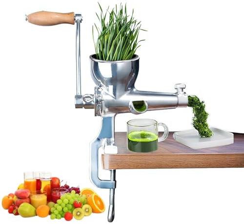 GUUFUFA Stainless Steel Manual Wheatgrass Juicer Cold Press Juicer Machines,Slow Masticating Juicer Juice and Vegetable Extractor 9cm diameter