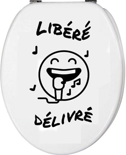 Sticker Fun Abattant toilette Libéré, Délivré - Vinyl brillant couleur au choix