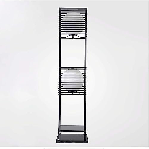 NESPIQ Lampadaire Lampadaire sur Pied Lampadaire Moderne en Fer avec Étagères Abat-Jour en Verre Lampadaires De Base en Marbre pour Salon Chambre lampadaire Salon