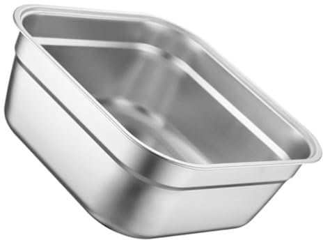FELTECHELECTR Stainless Steel Vegetable Washing Basin Square Thick Metal Mixing Bowl for Fruits Rice and Dough Stackable Kitchen Accessory Multipurpose Household Use