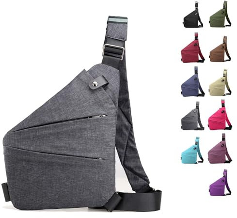 Anti Diebstahl Tasche, Diebstahlsichere Umhängetasche, Wasserresistent Sling Bag, Anti-Diebstahl Sling Bag, Wasserresistent, Anti Diebstahl Tasche Damen (H, linke Schulter)