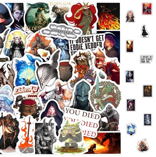Elden Ring Aufkleber, 2 X 50 Stück Der Ringe Spiel Stickers, Gaming Spiel Sticker, Cartoon Animation Aufkleber, Stickers Cool für Laptop Skateboard, Wasserdichte Vinyl Sticker für Erwachsene Kinder