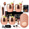 Lot de 4 tasses Moscow Mule Lot de 4 tasses à cocktail en acier inoxydable 510 ml, sous-verres, pailles, cuillères, ensembles de verres à cocktail (rose gold002)