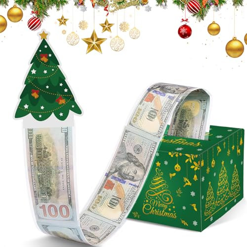 WenmthG Lustige Geldgeschenk Weihnachten, DIY Überraschungsbox, Spardose für Bargeld Geschenk Ziehen, Geschenkbox für Mann Frau Freund Familie - Weihnachtsbaum