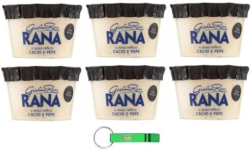 6x Giovanni Rana Sugo Fresco Cacio e Pepe,Frischkäse und Pfeffersauce Pesto Sauce 150g + Beni Culinari Kostenloser Schlüsselanhänger
