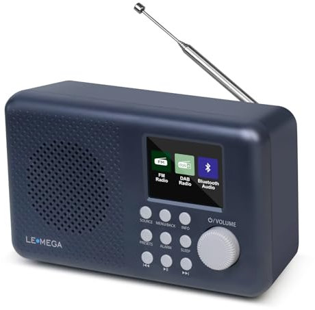 DAB-Radio mit Farbdisplay I DAB+ Tragbares Bluetooth-Radio I Digitale Radios mit Netzanschluss I UKW, 80 Speicherplätze, Kopfhöreranschluss I Küchenradio, Radiowecker I LEMEGA DR3P Dunkelgrau