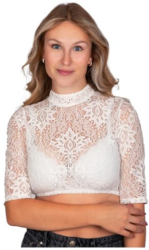 Edelnice Trachtenmode hochwertige Dirndlbluse Sissi aus Spitze Creme oder Blau