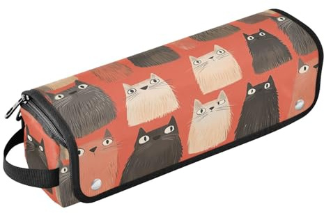 2 in 1 Hair Tools Organizer with Iron Mat Heating Tools Travel Bag Organizer for Hot Tools Curling Iron Flat Irons Hair Volumizer Styler, Funny Himalayancats Red