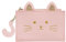 LJCZKA Gatto Porta Carte Credito Portafoglio per Donna, Carino Piccolo Moneta Portamonete Tasca in Pelle Slim Corto Portacarte con finestra ID (Rosa)
