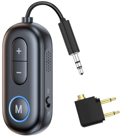 Bluetooth 5.3 Transmitter Empfänger 2 in 1 Dual Pairing Wireless Aux Bluetooth Adapter Kompatibel mit 2 AirPods und Wireless Kopfhörer für TV, Flugzeug, Heimstereoanlage, Lautsprecher, Kopfhörer, Auto