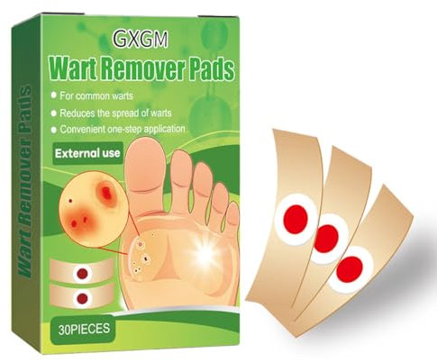 GXGM 30 Piezas Quita Verrugas, Eliminar Verrugas Yesos para Niños Adultos, Verrugas Quitar Plantares para Manos pies Cara, Quitar Verruga, Vallos pies Eliminar Alivio Eficaz del Dolor