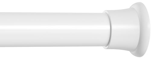 1Pcs Extendable Curtain Poles 58-120cm White Adjustable Tension Rod | Tension Rods for Curtains Shower Curtain Pole Curtain Poles No Drilling Spring Tension Rod for Window,Wardrobe and Bathroom