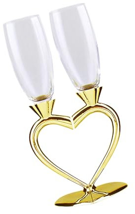 MALSSE Elegant Crystal Glasses Heart Shaped Glass Cups Wedding Parties Champagne Flutes for Couple Unique Anniversary