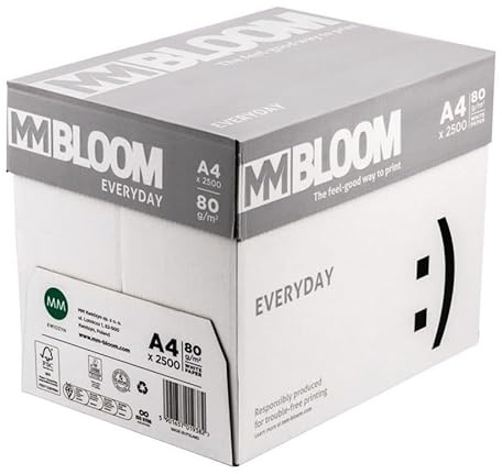 MM Bloom Essential Papier A4 Kopierer für Drucker 2500 Blatt 80g 5er Pack