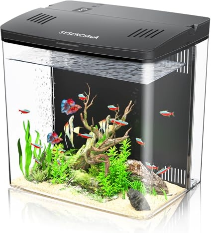 Aquarium intelligent, système de filtre autonettoyant avec lumière LED 5 couleurs, pompe à boucle automatique et silencieuse, aquariums pour Betta Crevettes, Guppy, Méduses