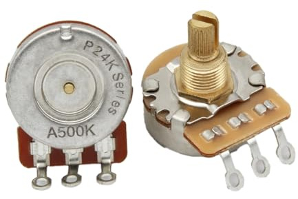 Fegtrtyoa 2PCS Guitar Potentiometers Fine 24-Spline Brass Shaft Fine 24-Spline Brass Shaft 500K