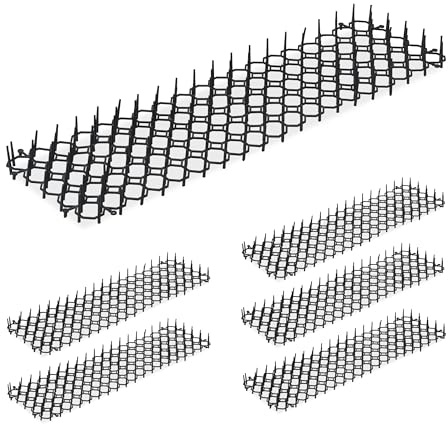 Relaxdays 24 x Spike mat, cat and marten deterrent, protection for flower beds and plants, plastic, black