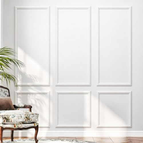 6 pcs Pre-Cut Wall Molding,Ready-to-Assemble Wainscoting Panels for Interior Decoration,Self Adhesive Molding Trim (A)
