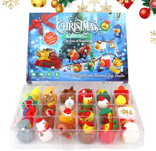Weihnachtlicher Enten-Kalender – Enten-Weihnachts-Countdown-Kalender für Kinder, 24 Tage Sammelfiguren, Spielzeug für Zuhause, Party, Geburtstag, Dekoration, Mädchen, Teenager, Frauen, Männer