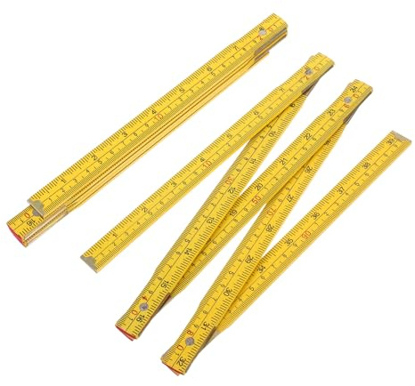 Sewroro 2stücke Faltbares Holzlineal mit Metrischen Maßen Doppelseitig Präzises Messwerkzeug für Schreiner Holzbearbeitung und Bauprojekte