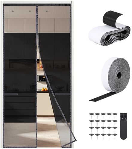 EFUTURETIME Moustiquaire Porte Magnétique 90 x 210 cm | Protection de l’Intimité et Anti-moustique, Rideau Moustiquaire Occultant en Polyester, Sans Perçage