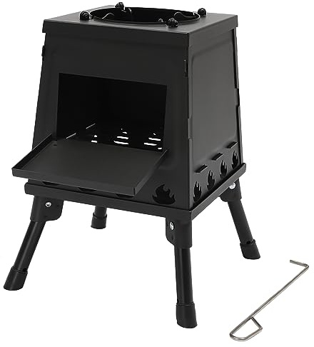 Levkitch Stufa a legna portatile con 16 sfiati, per campeggio, cucina all'aperto, riscaldamento della tenda