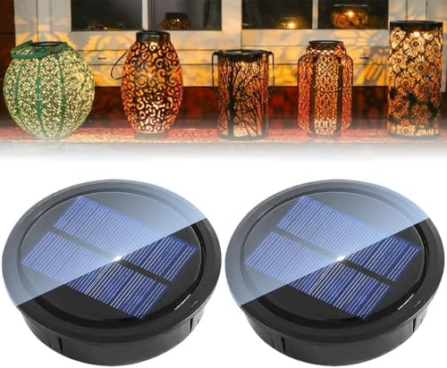Solarleuchten Ersatzteile, 2 Stück Solarleuchten Ersatz Top mit LED, 10.5CM Wasserdicht Solar Ersatzdeckel, Solarleuchtens Solarpanel Ersatzteil, Solarleuchte Ersatz für Solar Garten Laterne DIY