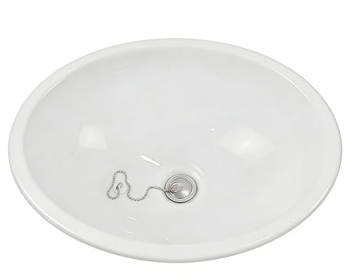 Ovale Evier Camping Car avec Composants de Drainage, Evier Cuisine 1 Bac en Plastique Épais pour Caravanes, Salles de Bain et Bateaux