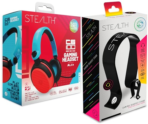 STEALTH C6-100 Red Blue Headset and Stand Bundle