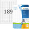 HERMA 4333 Universal Etiketten, 25 Blatt, 25,4 x 10 mm, 189 pro A4 Bogen, 4725 Stück, selbstklebend, bedruckbar, matt, blanko Papier Klebeetiketten Aufkleber, weiß