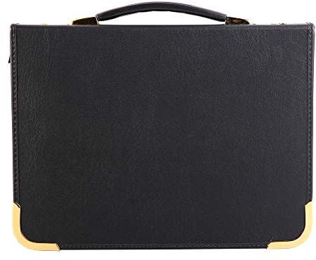 Clairefontaine BPCJ1A3BKZ Goldline Präsentationsmappe (Reißverschluß, 3 Ringen, Griff, robust, Metallecken, für 25 Hüllen, DIN A3, 29,7 x 42 cm) schwarz