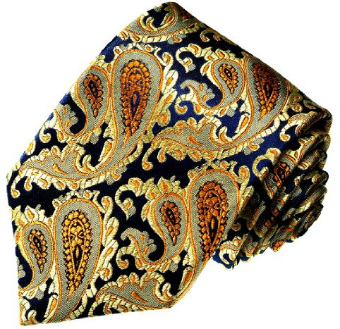 Lorenzo Cana - Marken Krawatte aus 100% Seide - Original Markenkrawatte - Gelb Gold Blau Paisley - 12025