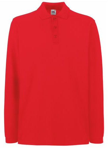 Fruit of the Loom Mens Premium Long Sleeve Polo Shirt (XL) (Red)