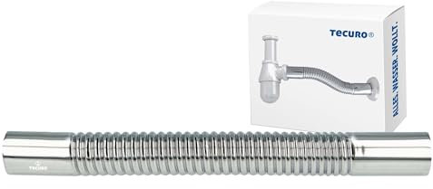 tecuro | flexibles Abgangsrohr Wandrohr Anschlussrohr | für Geruchsverschluss Siphon | Ø 32 mm | Länge 300 mm | kürzbar | Messing | Hochglanz verchromt | 57512