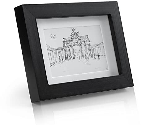 Casa Chic Cadre Photo 15x10 cm Noir, Cadre Bois, Cadres photo Maison, Porte Photo Mural, Cadre Decoration Murale Pele Mele, Affichage Vertical/Horizontal, avec Protection Verre et Passe Partout