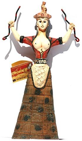 Mutter Erde Natur Schlange Göttin Minoan 1600 v. Chr. Statue Skulptur Figur Semi Nude Frau Kopie