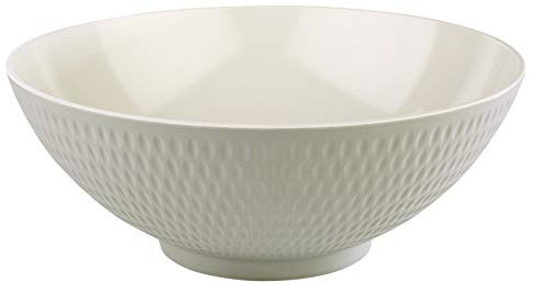 APS 15407 Schale „Asia Plus“ aus nahezu unzerbrechlichem Melamin, vielseitig einsetzbare, stapelbare Kunststoffschale, Salatschüssel, grau / creme, 32,5 cm, 5,4 Liter