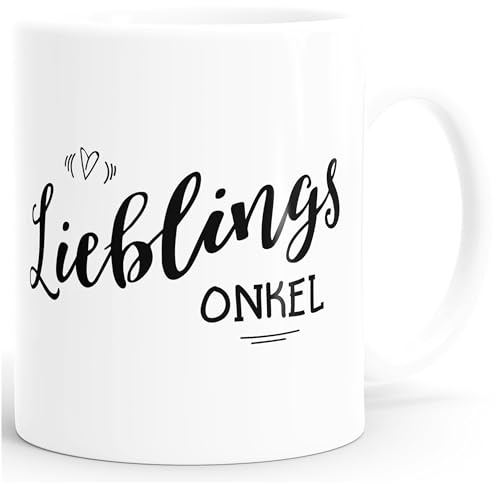 MoonWorks Kaffee-Tasse Geschenk-Tasse Lieblingsonkel Geschenk Familie Onkel einfarbig Weiss unisize