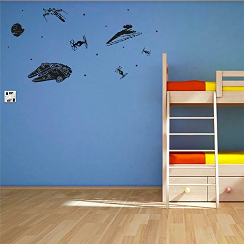 Epic Modz Star Wars Battle Wandkunst & Licht Seite Dark Side Lichtschalter Vinyl Aufkleber Dekoration Kit [Schwarz] – Kinderzimmer Schlafzimmer Spielzimmer Fan Themenzimmer