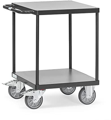 fetra Tischwagen, 2 Etagen, 500 kg, B600 x T600 mm, grau