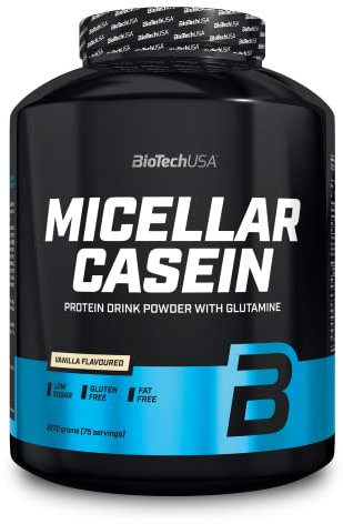 BioTechUSA Micellar Casein Protein Powder | Temps d'absorption prolongé | Sans gluten et sans graisse | L-Glutamine ajoutée, 2.27 kg, Vanille