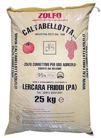 ZOLFO PER UNO AGRICOLO SACCO KG.25 CORRETTIVO BIOLOGICO DEL pH DEL TERRENO ZOLFO IN POLVERE CONSENTITO IN AGRICOLTURA BIOLOGICA